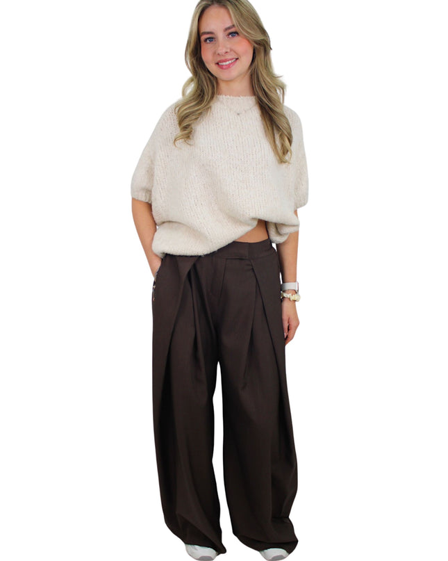 LIVIA WIDE LEG PANTALON | BROWN
