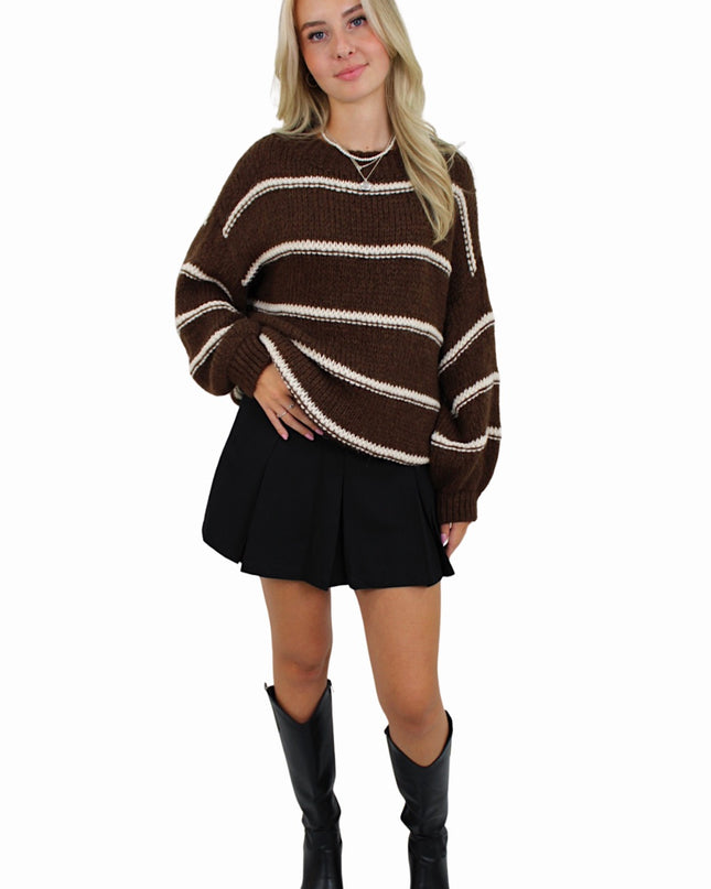 STRIPED COMFY KNIT | BROWN