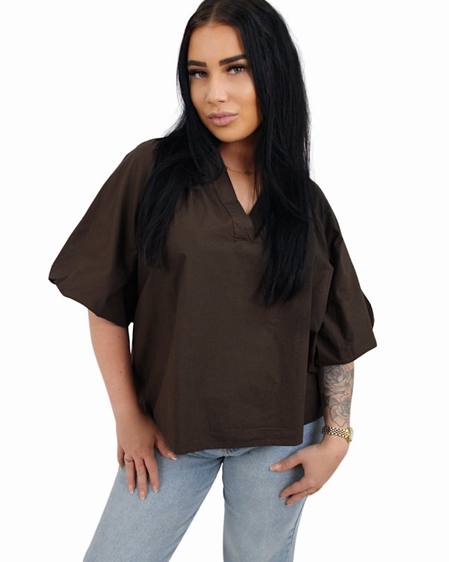BASIC POF BLOUSE | CHOCO