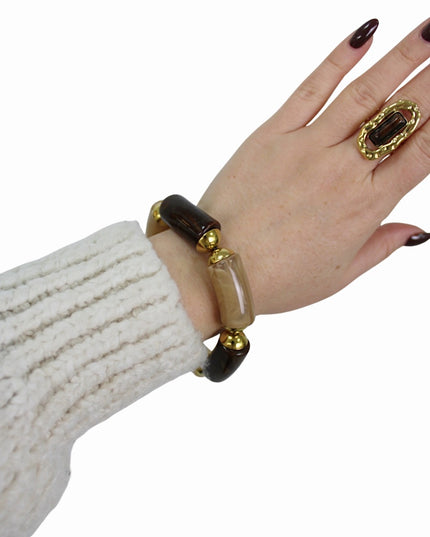 ELASTIC STONE BRACELET | MARBLE BROWN