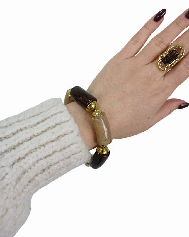 ELASTIC STONE BRACELET | MARBLE BROWN