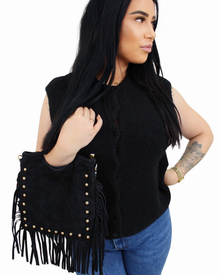 YUNA LEATHER SUEDE BAG | ZWART