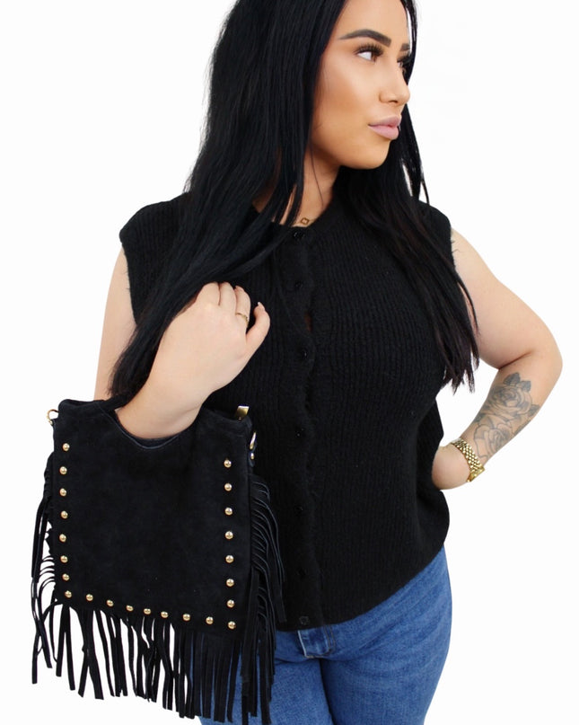 YUNA LEATHER SUEDE BAG | ZWART