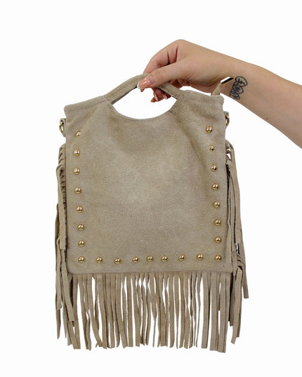 YUNA LEATHER SUEDE BAG | BEIGE
