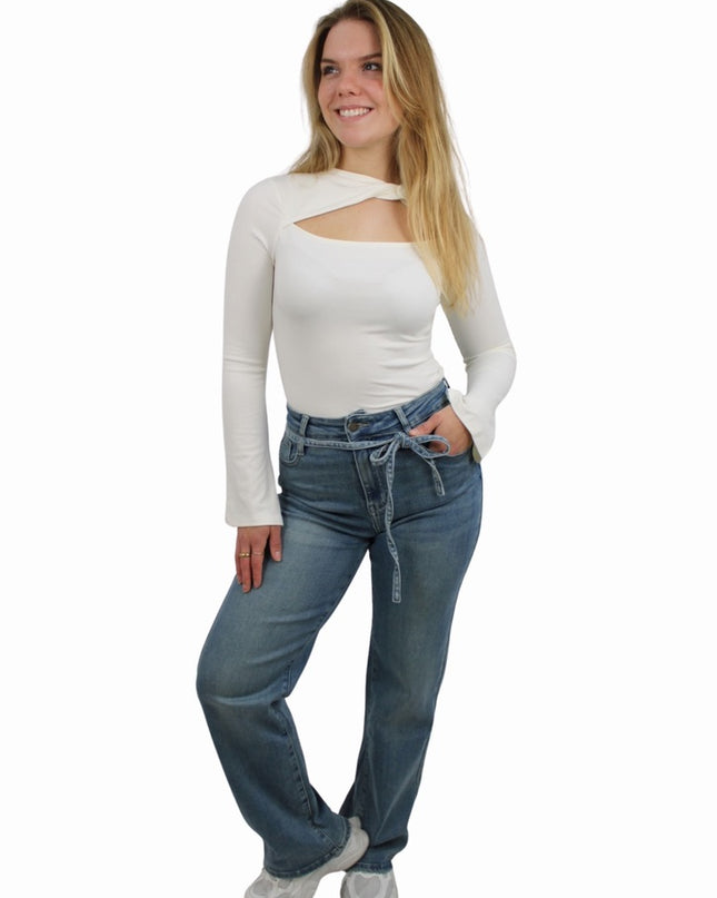 LAULIA BELT STRAIGHT LEG JEANS | VINTED BLUE