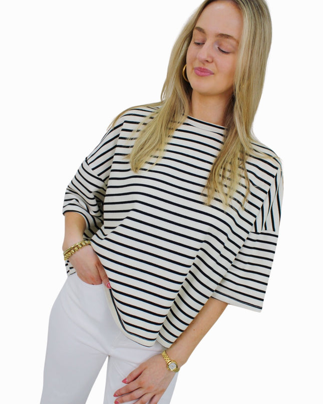 BASIC STRIPED T-SHIRT | ZWART/WIT