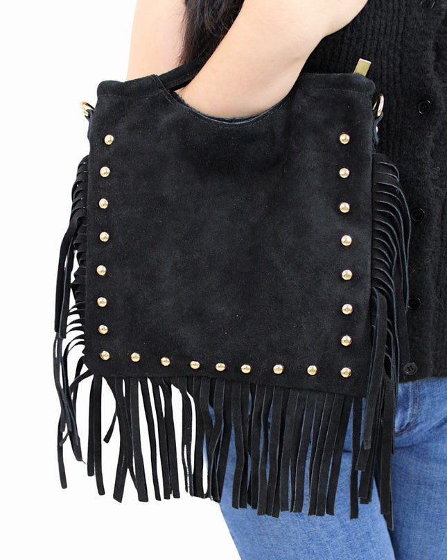 YUNA LEATHER SUEDE BAG | ZWART