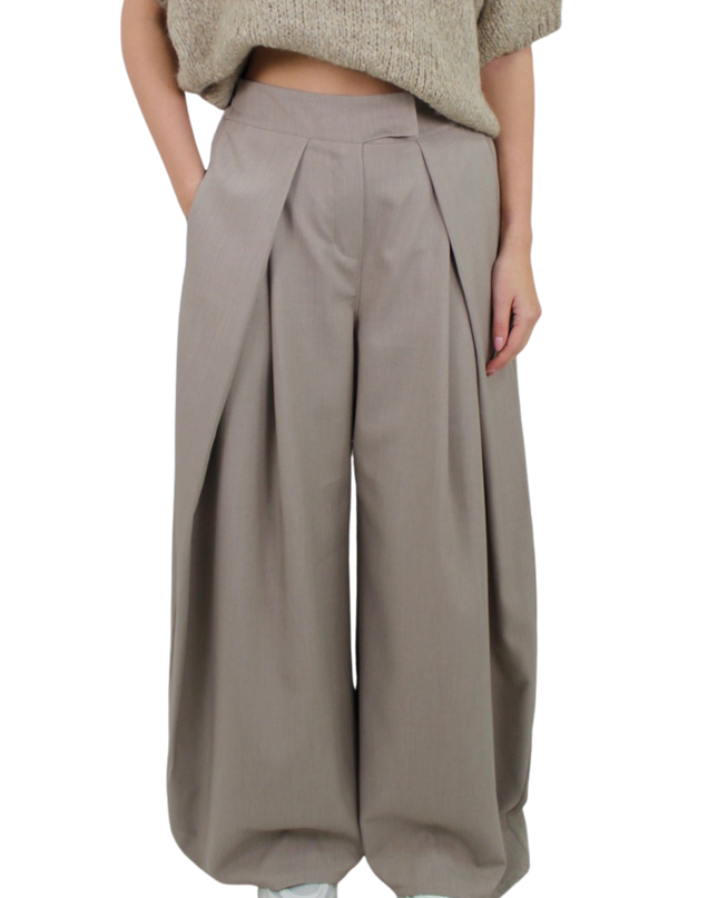 LIVIA WIDE LEG PANTALON | TAUPE