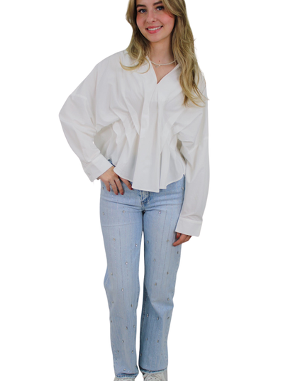 QUEEN HEARTS RHINESTONE WIDE LEG JEANS | W3708