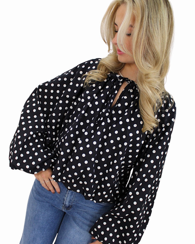 ABBY POLKA DOTS BLOUSE | BLACK