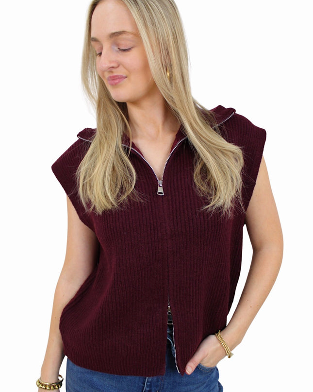 BASIC ZIP TOP | BORDEAUX