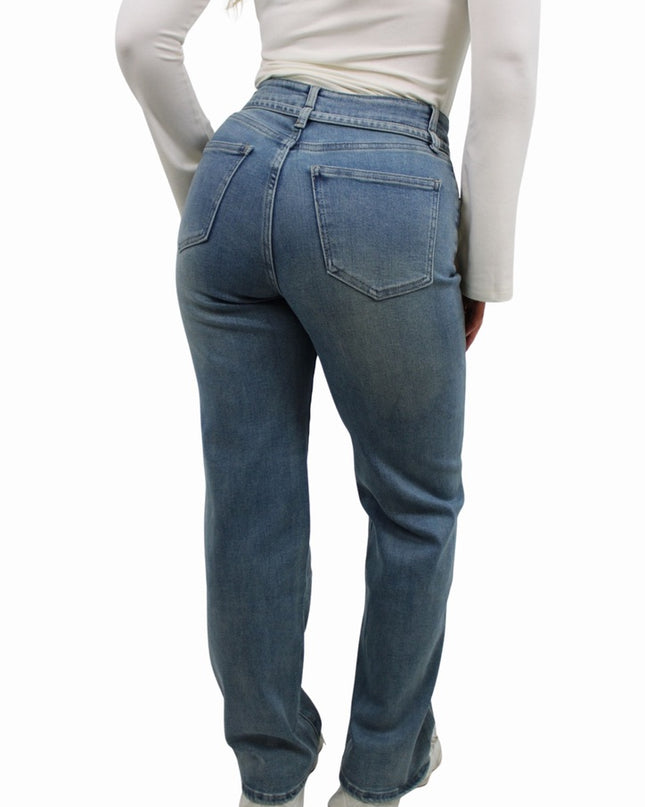 LAULIA BELT STRAIGHT LEG JEANS | VINTED BLUE