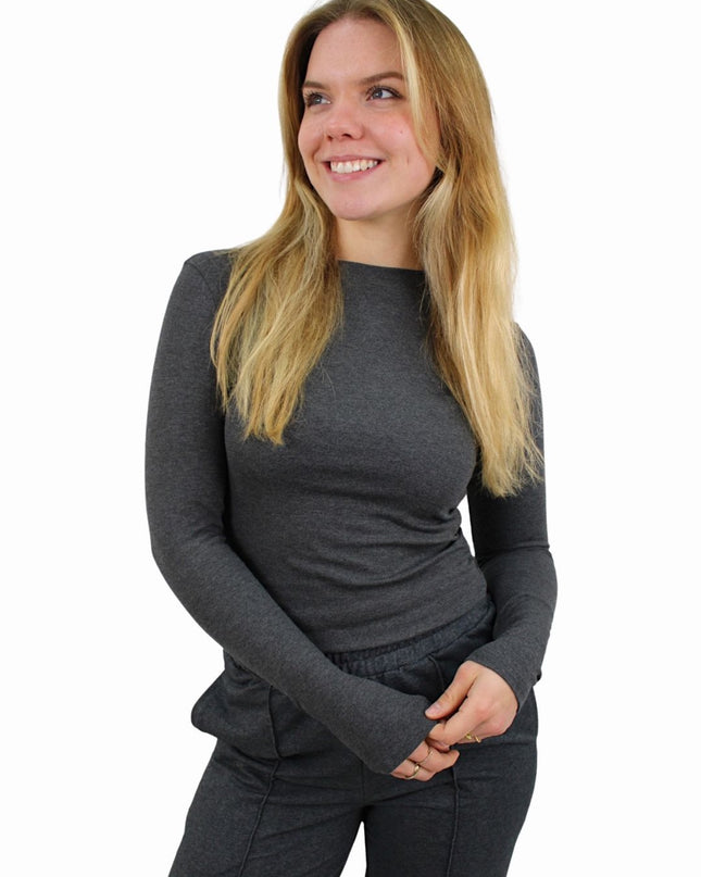 BY SWAN BASIC LONG SLEEVE TOP | DARK GREY