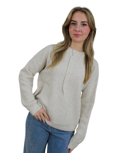 SADIE BASIC BUTTON KNIT | BEIGE