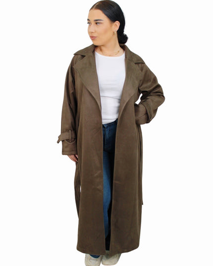 TRENCHCOAT LONG SUEDE | DARK TAUPE