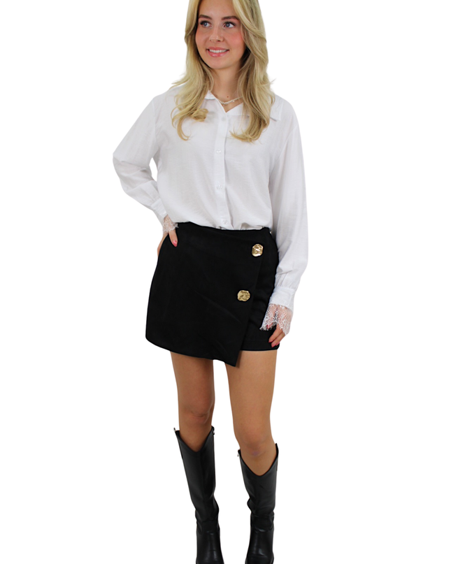 NORA SUEDE SKORT | BLACK