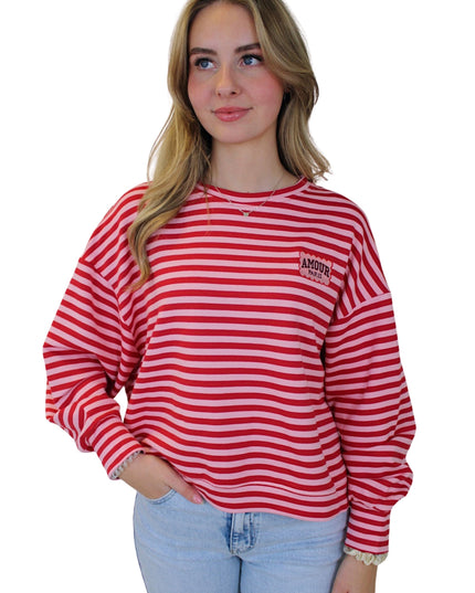 AMOUR STRIPED SWEATER | FUCHSIA