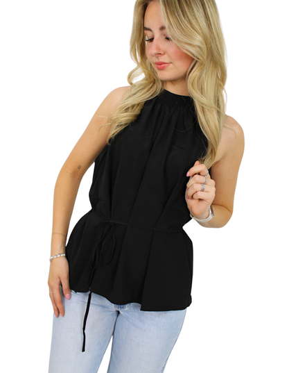 CLASSY BELT TOP | BLACK