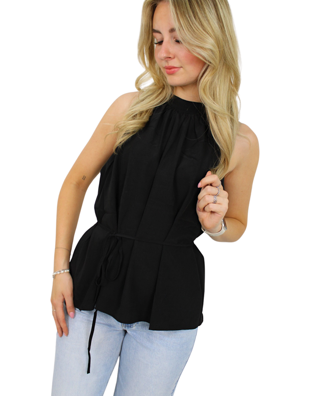 CLASSY BELT TOP | BLACK