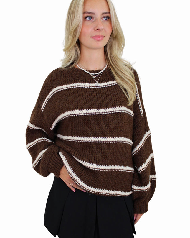 STRIPED COMFY KNIT | BROWN