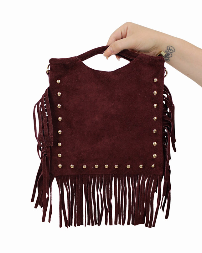YUNA LEATHER SUEDE BAG | BORDEAUX