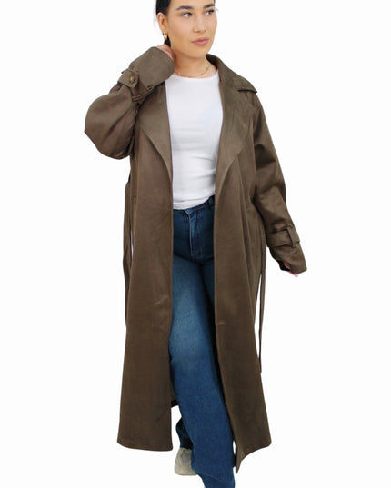 TRENCHCOAT LONG SUEDE | DARK TAUPE