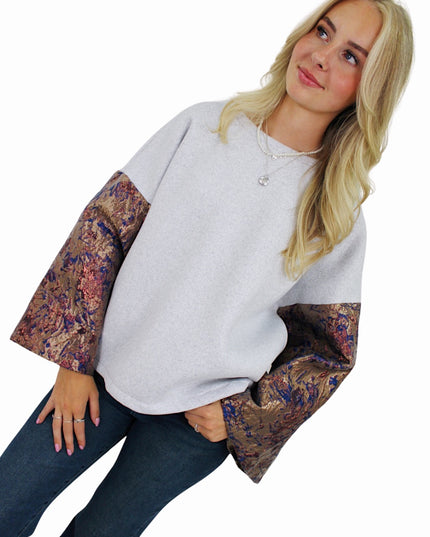 FLOWER FLAIR KNIT | GREY/PURPLE
