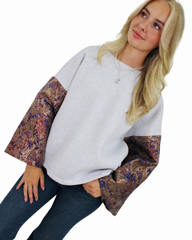 FLOWER FLAIR KNIT | GREY/PURPLE