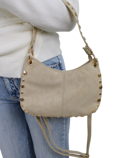 SUEDE STUDS BAG | BEIGE