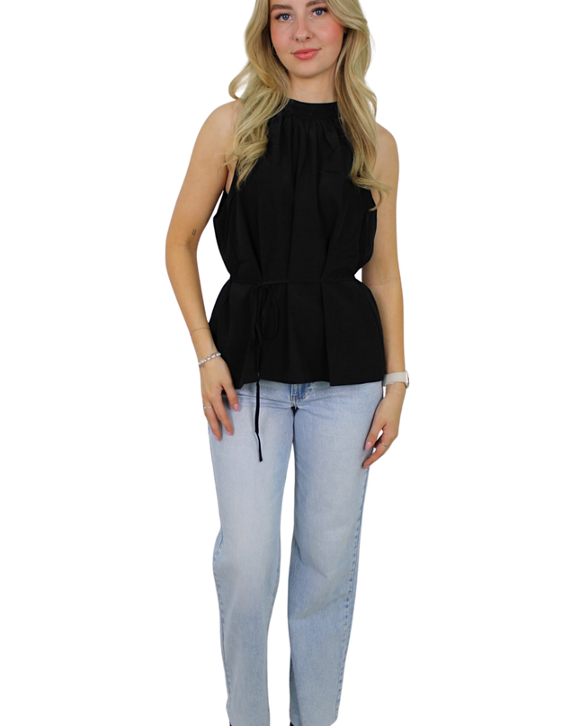 CLASSY BELT TOP | BLACK
