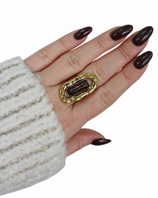 STONE STATEMENT RING | GOLD