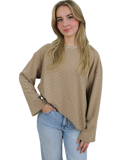 FLAIR STRIPED T-SHIRT | BEIGE