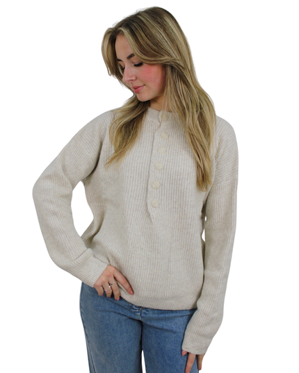 SADIE BASIC BUTTON KNIT | BEIGE