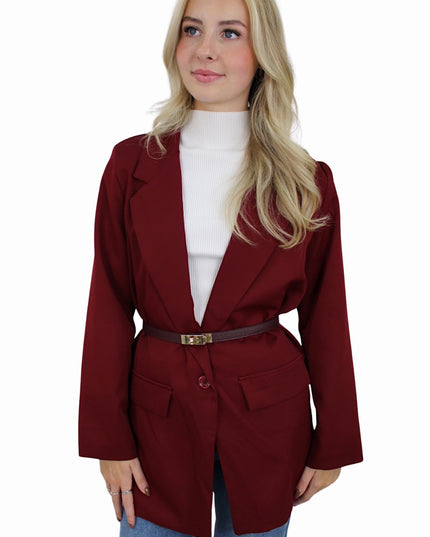 CLASSY LEATHER LOCK BELT | BORDEAUX