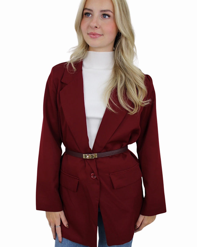CLASSY LEATHER LOCK BELT | BORDEAUX