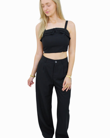 CHLOE LINNEN 2-PIECE SET | ZWART