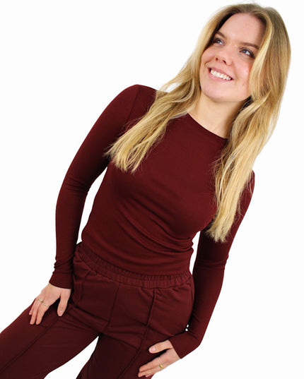 BY SWAN BASIC LONG SLEEVE TOP | BORDEAUX