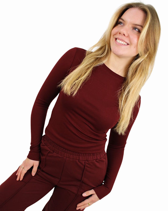 BY SWAN BASIC LONG SLEEVE TOP | BORDEAUX