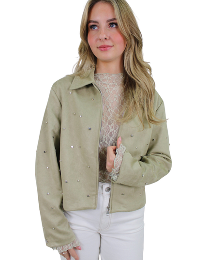 SUEDE STUDS JACKET | GREEN