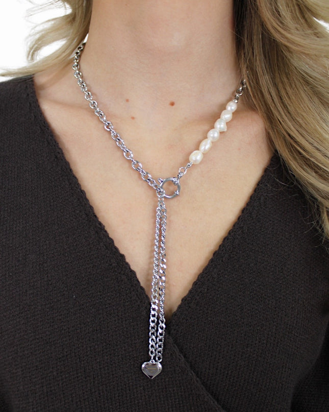 PEARL HEART NECKLACE | ZILVER