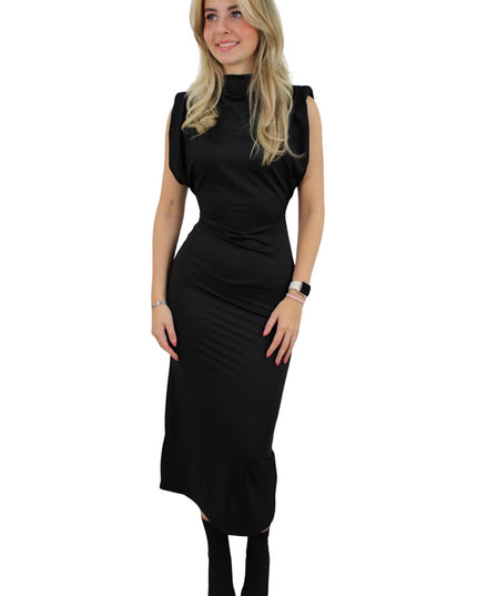 CLASSY LONG BASIC DRESS | ZWART