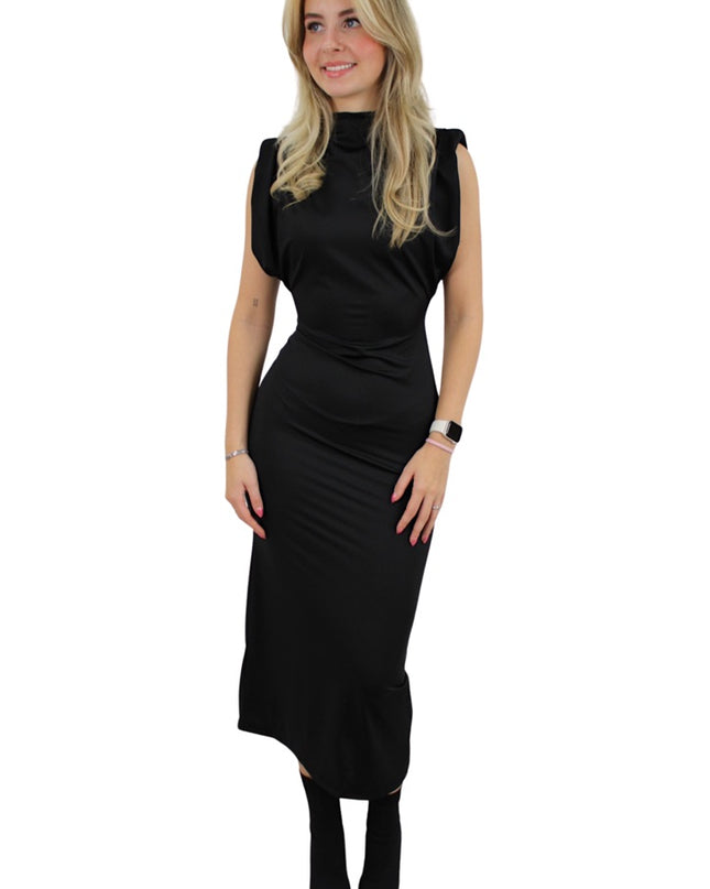 CLASSY LONG BASIC DRESS | ZWART
