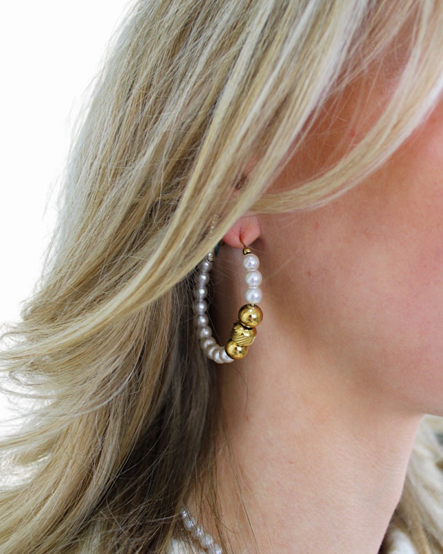 CUTE PEARL HOOPS | GOUD