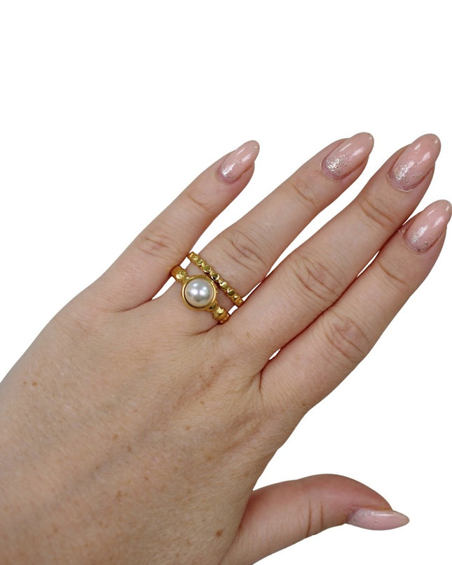 DOUBLE PEARL RING | GOUD