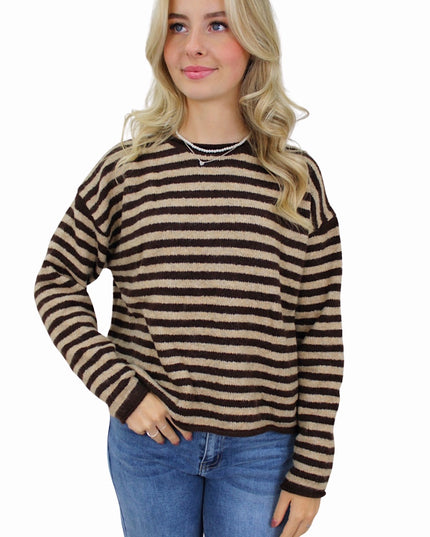 AMAYA SOFT STRIPED KNIT | CAMEL/BROWN