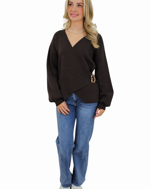 CLASSY FALL TOP | DARK BROWN