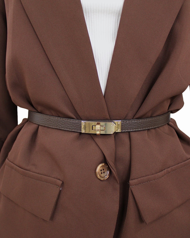 CLASSY LEATHER LOCK BELT | BROWN