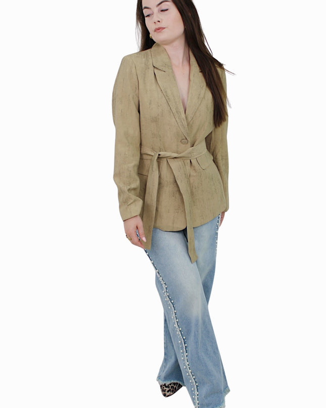CLASSY BELT BLAZER | BROWN
