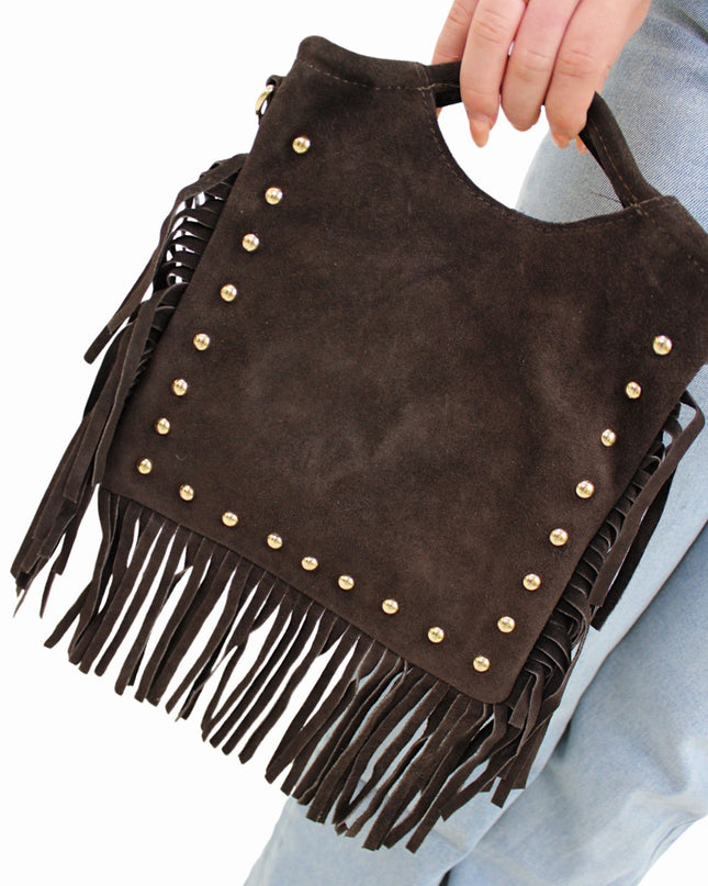 YUNA LEATHER SUEDE BAG | CHOCO