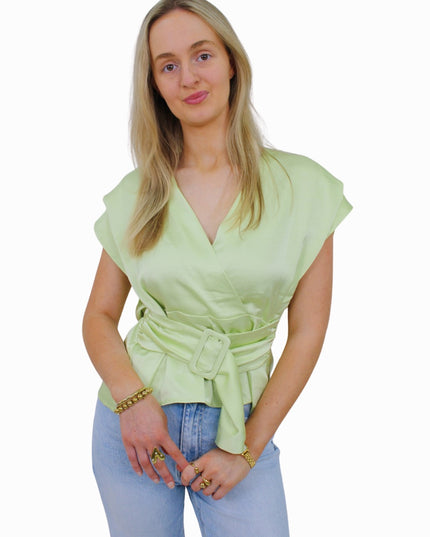 CAMILLE BELT BLOUSE | LIGHT GREEN